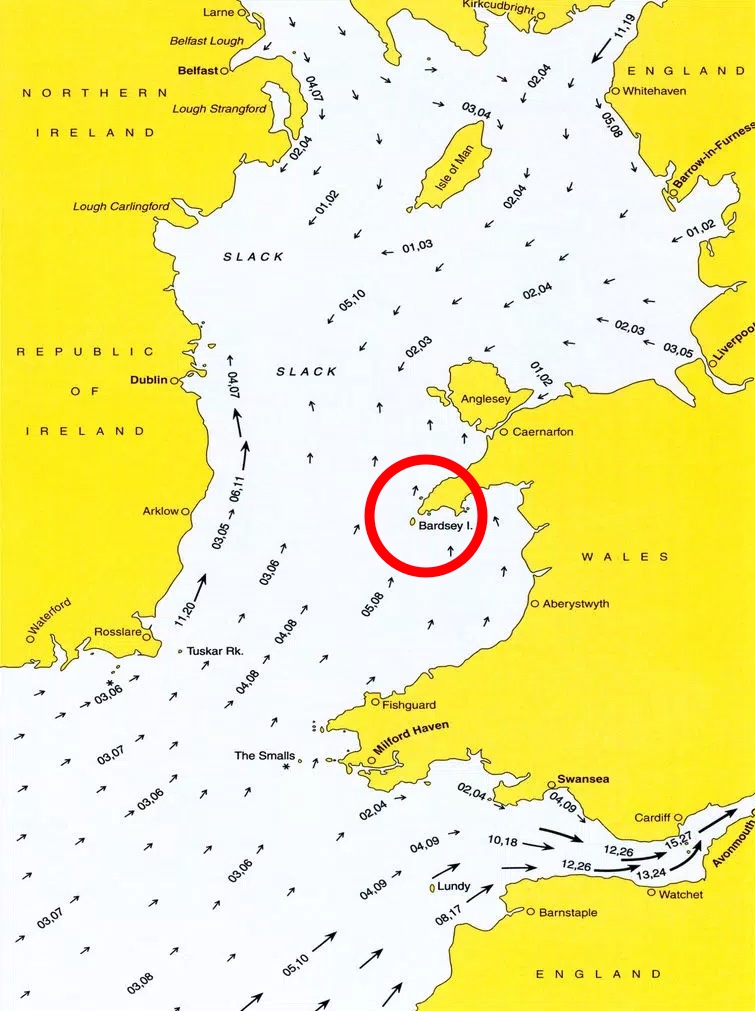 A tidal atlas chart of the Irish sea